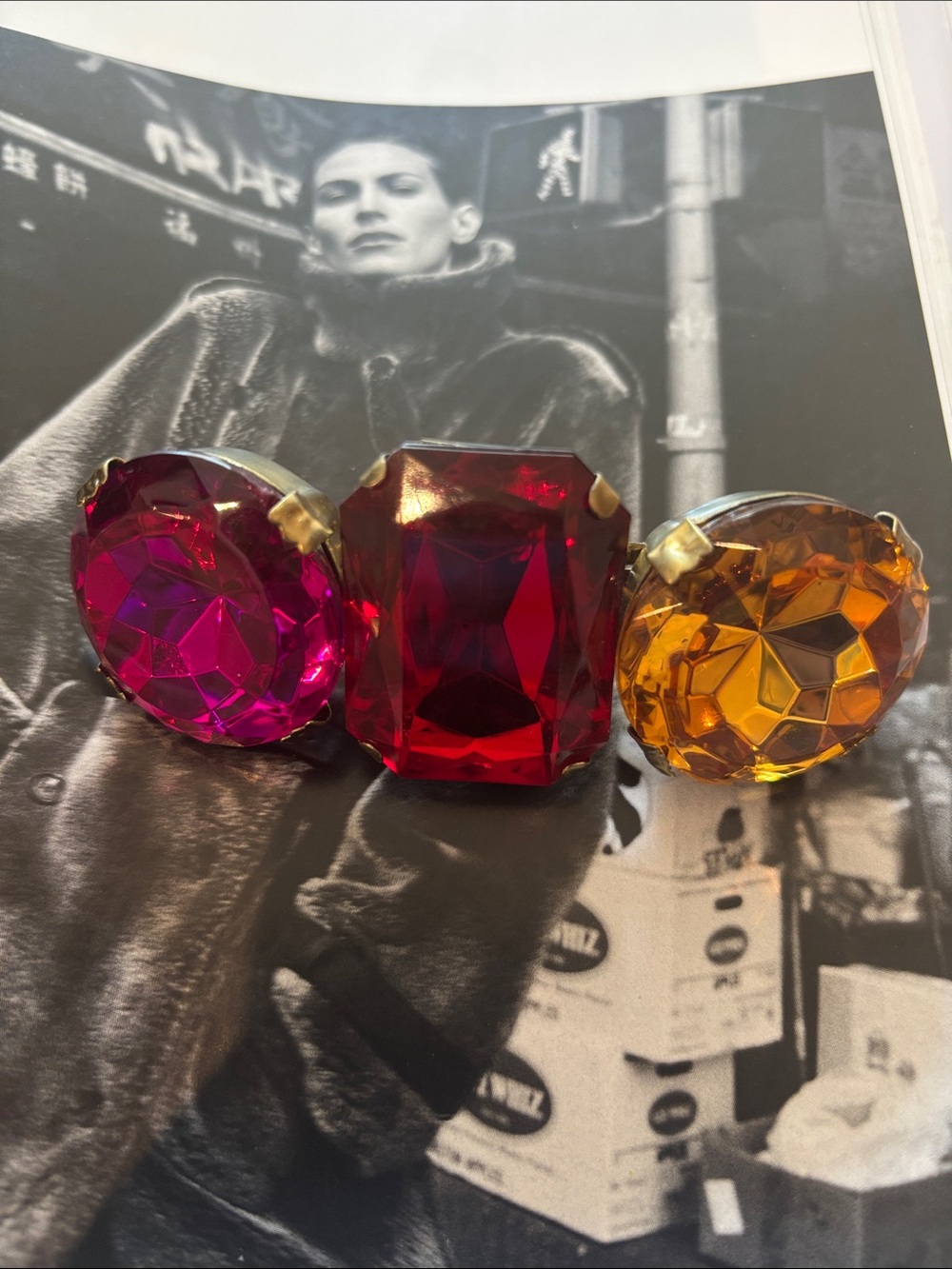 Multicolor Statement Gemstone Hair Clip– Pink, Red & Amber